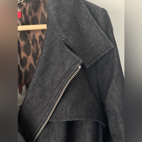 NEW YORK & Company Collection Demin Trench Coat Long Jacket Size 6 - Picture 8 of 13